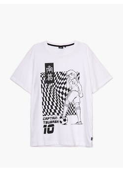 Cropp - Koszulka z nadrukiem Captain Tsubasa - biały ze sklepu Cropp w kategorii T-shirty męskie - zdjęcie 124775321