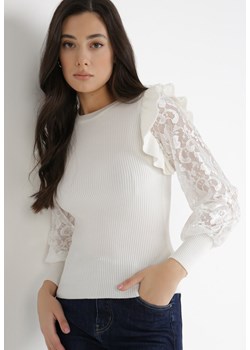 Biała Bluzka Tanithe ze sklepu Born2be Odzież w kategorii Swetry damskie - zdjęcie 124932082