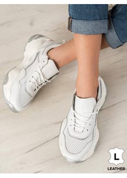 skórzane sneakersy damskie shelovet białe ze sklepu czasnabuty.pl w kategorii Buty sportowe damskie - zdjęcie 125189914