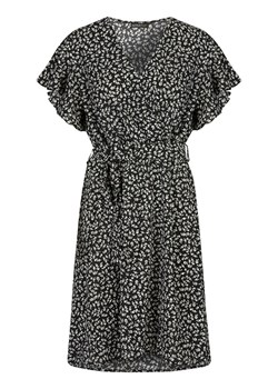 Sukienka czarna APART mini casual z krótkim rękawem z dekoltem w serek 