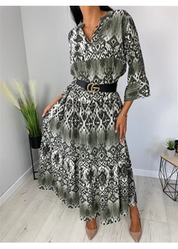 Zielona Wzorzysta Sukienka Maxi ze sklepu ModnaKiecka.pl w kategorii Sukienki - zdjęcie 125312551