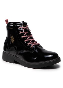 U.S Polo Assn. buty zimowe dziecięce czarne z tworzywa sztucznego jesienne sznurowane 