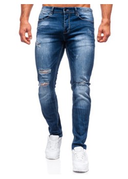 Granatowe spodnie jeansowe męskie regular fit Denley MP002B ze sklepu Denley w kategorii Jeansy męskie - zdjęcie 125431982