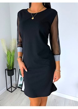 Czarna Sukienka z Ozdobnym Rękawem ze sklepu ModnaKiecka.pl w kategorii Sukienki - zdjęcie 125432453
