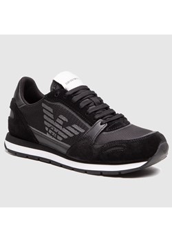 Emporio Armani - Czarne sneakersy męskie z grafitowym logo ze sklepu outfit.pl w kategorii Buty sportowe męskie - zdjęcie 125512320