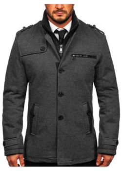 Szary płaszcz męski zimowy z odpinanym kołnierzem Denley 2128 ze sklepu Denley w kategorii Płaszcze męskie - zdjęcie 125515641