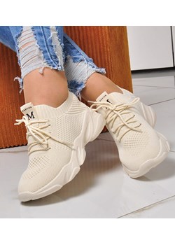 Modne sportowe damskie buty Beige /F10-3 8787 S395/ ze sklepu Pantofelek24.pl Jacek Włodarczyk w kategorii Buty sportowe damskie - zdjęcie 125621161