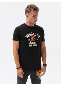 T-shirt męski z nadrukiem S1434 V-19D - czarny ze sklepu ombre w kategorii T-shirty męskie - zdjęcie 125714373