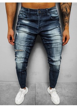 Spodnie jeansowe męskie ciemno-niebieskie OZONEE NB/MP0002BS ze sklepu ozonee.pl w kategorii Jeansy męskie - zdjęcie 126094111