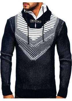 Granatowy gruby sweter męski ze stójką Denley 2027 ze sklepu Denley w kategorii Swetry męskie - zdjęcie 126186790