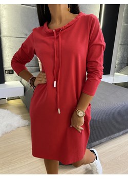 Czerwona Sukienka z Kieszeniami ze sklepu ModnaKiecka.pl w kategorii Sukienki - zdjęcie 126187570