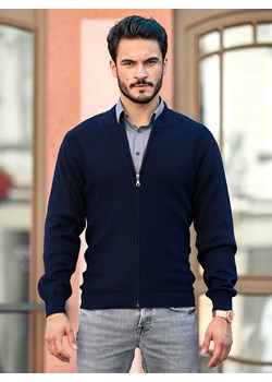 Sweter męski - Antonio rozpinany - granat - wełna merino ze sklepu Swetry Lasota w kategorii Swetry męskie - zdjęcie 126198030