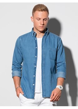 Koszula męska klasyczna jeansowa -niebieska V1 K568 ze sklepu ombre w kategorii Koszule męskie - zdjęcie 126233181