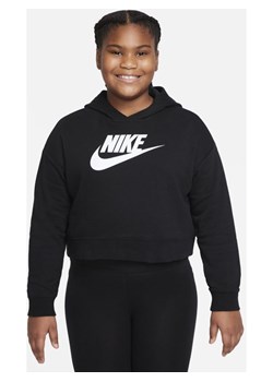 Dzianinowa bluza z kapturem o skróconym kroju dla dużych dzieci (dziewcząt) Nike Sportswear Club (poszerzony rozmiar) - Czerń ze sklepu Nike poland w kategorii Bluzy dziewczęce - zdjęcie 126292463