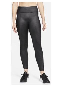 Damskie błyszczące legginsy ze średnim stanem Nike Dri-FIT One - Czerń ze sklepu Nike poland w kategorii Spodnie damskie - zdjęcie 126293262