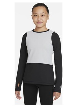 Czarna bluzka dziewczęca Nike z długim rękawem 