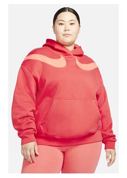 Damska bluza z kapturem z dzianiny o kroju oversize Nike Sportswear Swoosh (duże rozmiary) - Czerwony ze sklepu Nike poland w kategorii Bluzy damskie - zdjęcie 126294974
