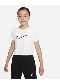 Bluzka dziewczęca biała Nike bawełniana w nadruki 