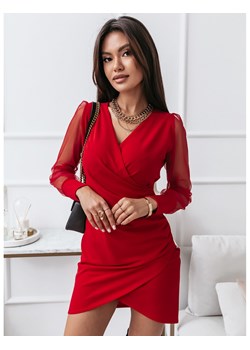 Sukienka mini z tiulowymi rękawami - SAYNA - czerwona ze sklepu magmac.pl w kategorii Sukienki - zdjęcie 126370074