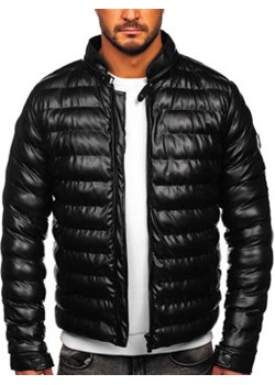 Czarna skórzana kurtka męska pikowana Denley 0021 ze sklepu Denley w kategorii Kurtki męskie - zdjęcie 126439603