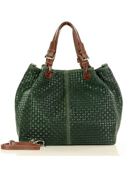Shopper bag Genuine Leather zielona skórzana elegancka 