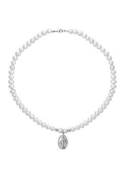 Naszyjnik perły z medalikiem ze stali szlachetnej ze sklepu manoki.pl w kategorii Naszyjniki - zdjęcie 126521894