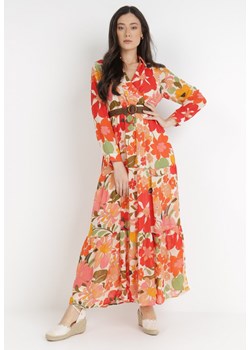 Pomarańczowo-Beżowa Sukienka Z Paskiem Diomia ze sklepu Born2be Odzież w kategorii Sukienki - zdjęcie 126589461