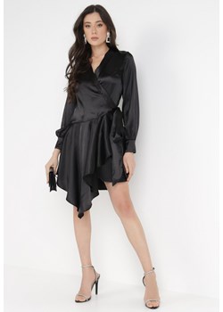 Czarna Sukienka Satynowa Clyminna ze sklepu Born2be Odzież w kategorii Sukienki - zdjęcie 126589473