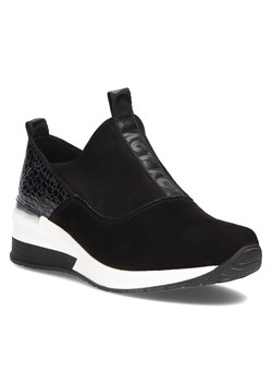 Buty sportowe damskie Filippo sneakersy czarne z tworzywa sztucznego sznurowane 