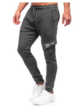 Grafitowe bojówki spodnie męskie joggery dresowe Denley HW2173 ze sklepu Denley w kategorii Spodnie męskie - zdjęcie 126884874