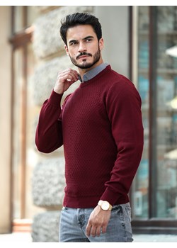Sweter męski - Antonio pod szyję - bordo - wełna merino - M ze sklepu Swetry Lasota w kategorii Swetry męskie - zdjęcie 126914203