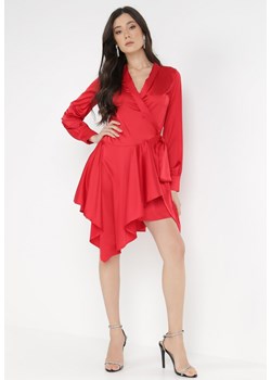 Czerwona Sukienka Satynowa Clyminna ze sklepu Born2be Odzież w kategorii Sukienki - zdjęcie 126961993