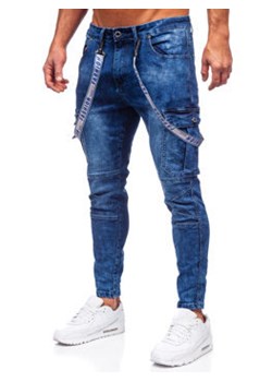 Granatowe spodnie jeansowe bojówki męskie Denley TF095 ze sklepu Denley w kategorii Jeansy męskie - zdjęcie 127191574