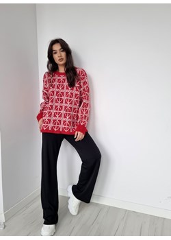 Sweter damski Ottanta z okrągłym dekoltem czerwony casualowy 