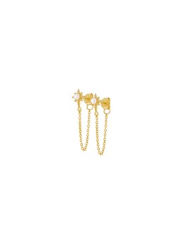 Kolczyki ARIEL pozłacane gwiazdki z perłą i łańcuszkami ze sklepu ANIA KRUK w kategorii Kolczyki - zdjęcie 127209502
