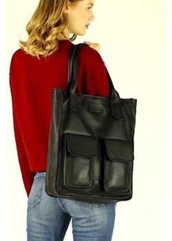 Torebka skórzany shopper z kieszeniami MAZZINI - MELODY czarny ze sklepu merg.pl w kategorii Torby Shopper bag - zdjęcie 127212560