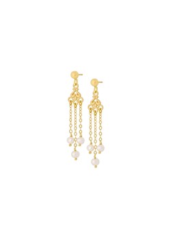Kolczyki VINATGE srebrne pozłacane z perłami i łańcuszkami ze sklepu ANIA KRUK w kategorii Kolczyki - zdjęcie 127240804