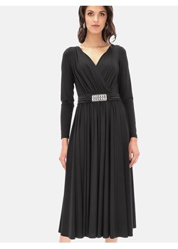 Elegancka czarna sukienka z ozdobną klamrą L'AF Cinty ze sklepu Eye For Fashion w kategorii Sukienki - zdjęcie 127326882