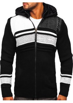 Czarny gruby rozpinany sweter męski z kapturem kurtka Denley 2051 ze sklepu Denley w kategorii Swetry męskie - zdjęcie 127342514