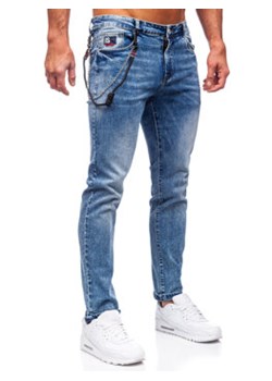Granatowe spodnie jeansowe męskie regular fit Denley HY1052 ze sklepu Denley w kategorii Jeansy męskie - zdjęcie 127614490
