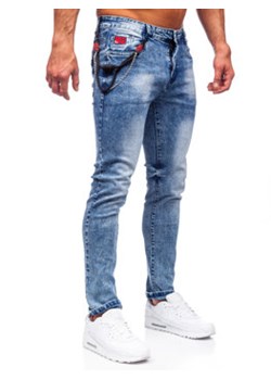 Granatowe spodnie jeansowe męskie slim fit Denley HY1053 ze sklepu Denley w kategorii Jeansy męskie - zdjęcie 127614500