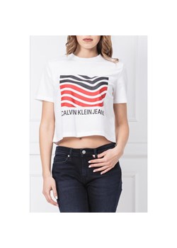 CALVIN KLEIN JEANS T-shirt MODERNIST WAVE | Cropped Fit ze sklepu Gomez Fashion Store w kategorii Bluzki damskie - zdjęcie 128020261