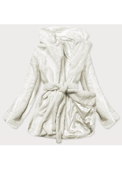 Damska kurtka futro z kołnierzem biała (gsq2166) ze sklepu goodlookin.pl w kategorii Futra damskie - zdjęcie 128098393