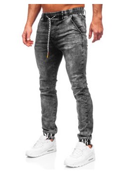 Czarne spodnie jeansowe joggery męskie Denley TF110 ze sklepu Denley w kategorii Jeansy męskie - zdjęcie 128100931