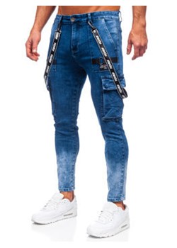 Granatowe spodnie jeansowe bojówki męskie Denley TF118 ze sklepu Denley w kategorii Jeansy męskie - zdjęcie 128100932