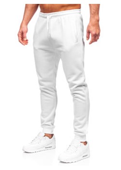 Spodnie męskie joggery dresowe białe Denley CK01 ze sklepu Denley w kategorii Spodnie męskie - zdjęcie 128100933