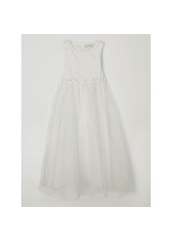 Sukienka dziewczęca Une Hautre Couture w kwiaty biała tiulowa 