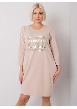 Sheandher.pl sukienka mini prosta z napisami z długim rękawem z okrągłym dekoltem 