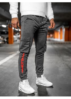 Grafitowe bojówki spodnie męskie joggery dresowe Denley HW2357 ze sklepu Denley w kategorii Spodnie męskie - zdjęcie 128346521