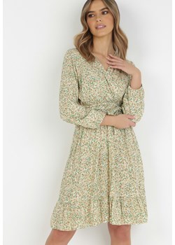 Beżowo-Zielona Sukienka Pyrhoreia ze sklepu Born2be Odzież w kategorii Sukienki - zdjęcie 128907592